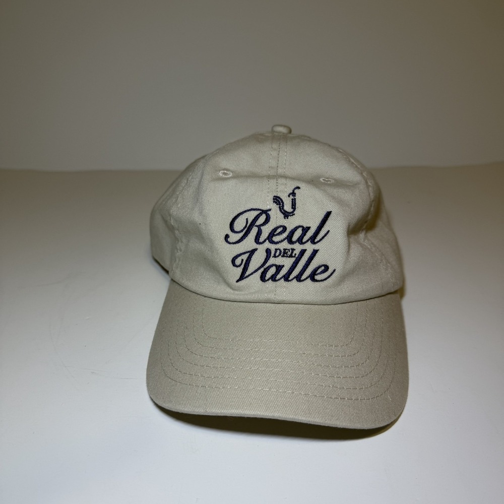 Real Del Valle Strapback Hat Cream Embroidered Script Logo Adjustable‎ Dad Cap